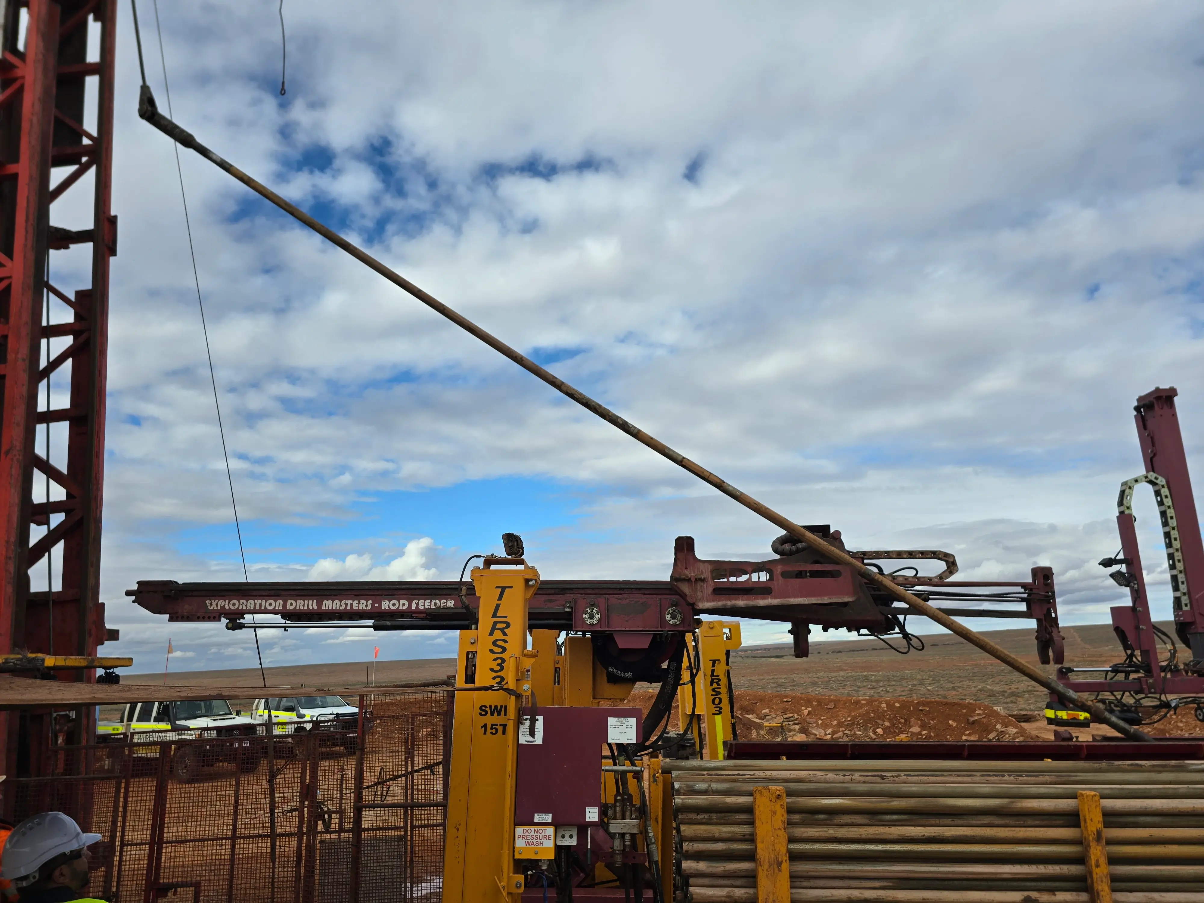 An overview of a surface site showing some of the directional core drilling equipment