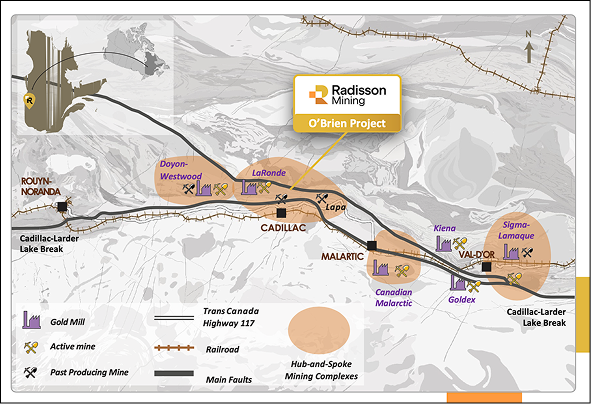 Figure 1 - Location of the O'Brien Mine