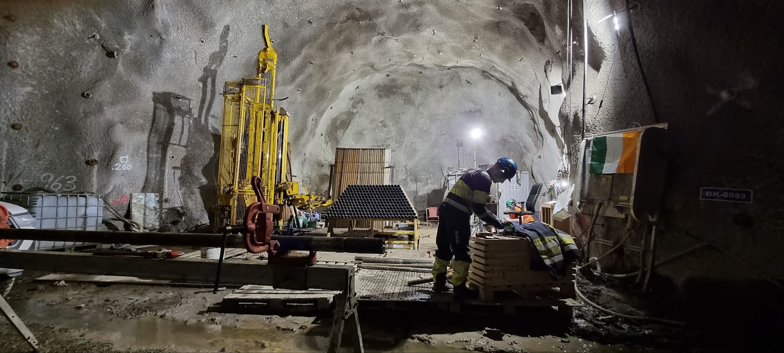Preparations for underground drilling operations.