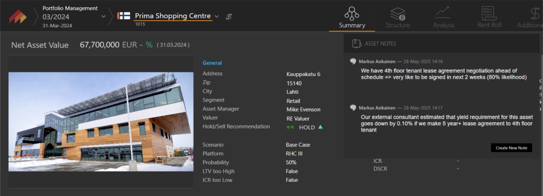ModelTree screenshot: real estate portfolio management