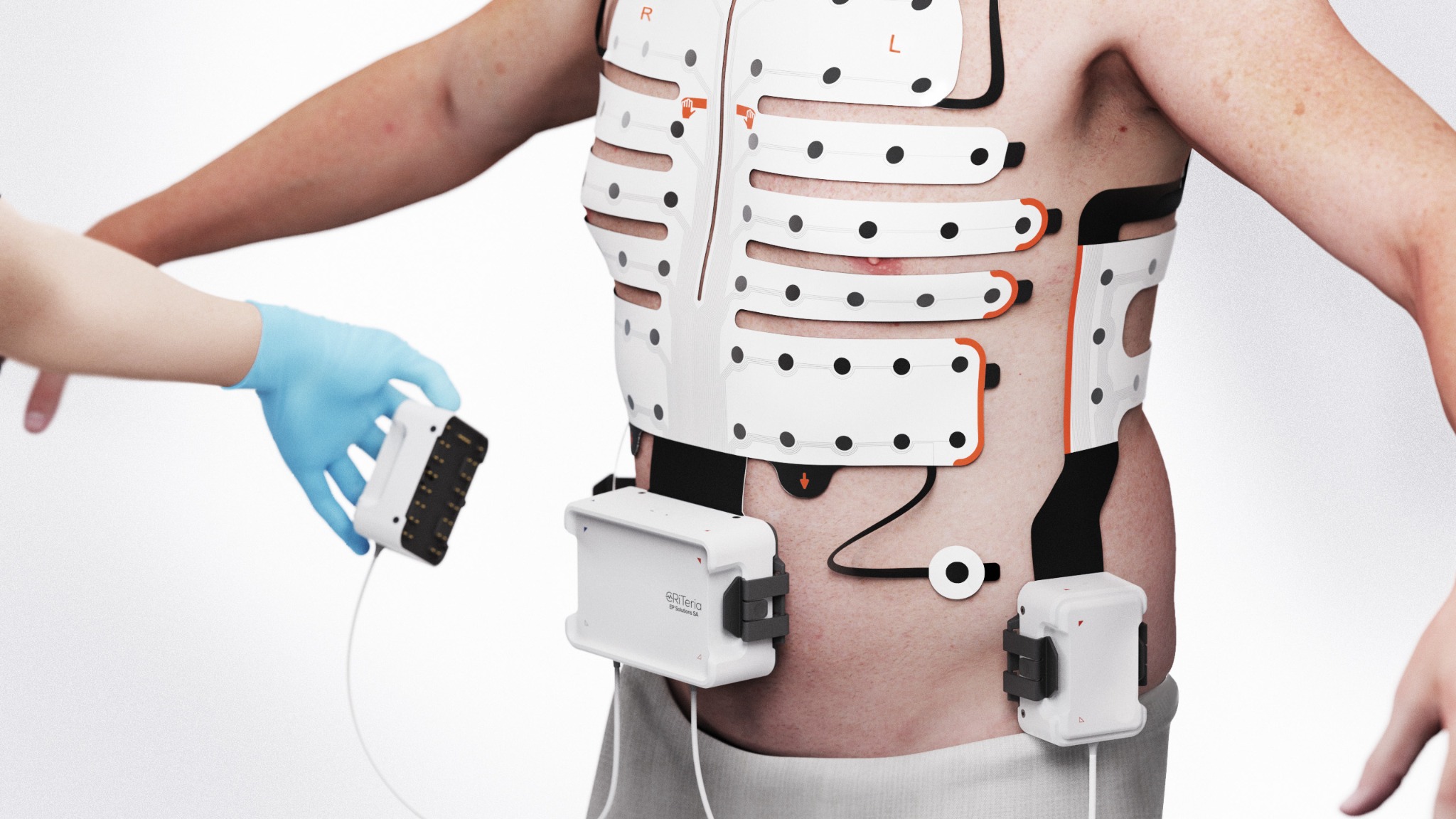 EP Solutions cardiac mapping electrode patches and measurement devices worn on the torso