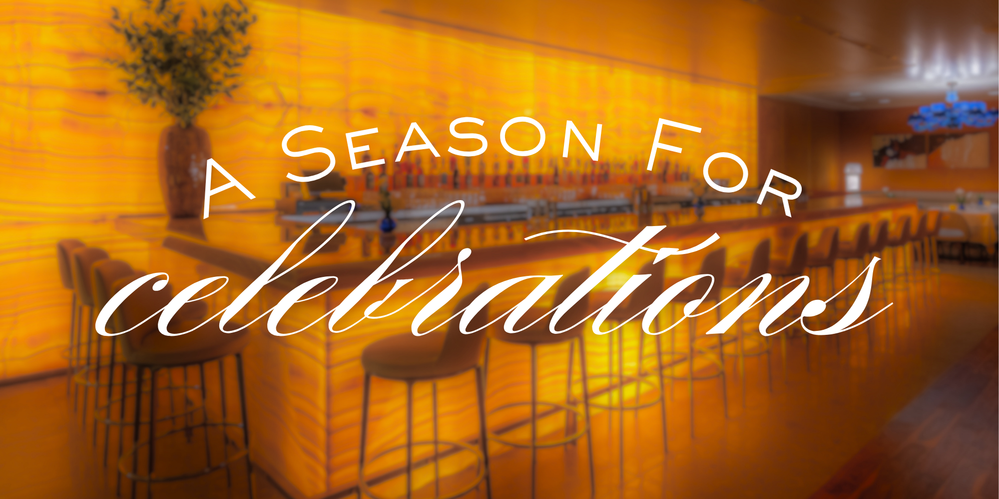 a picture of the bar at marea beverly hills with the words a season for celebrations written as an overlay