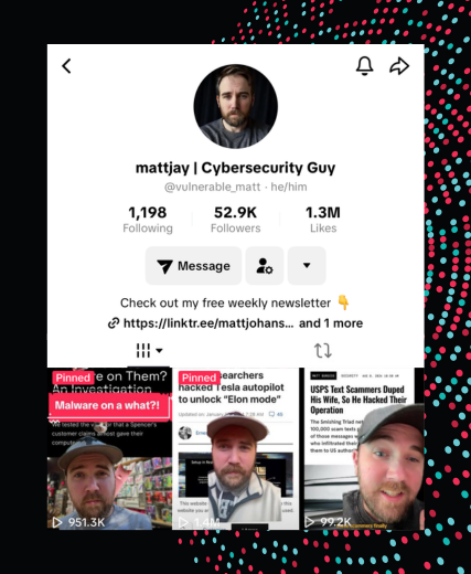 Cybersecurity social media influencer's accounts