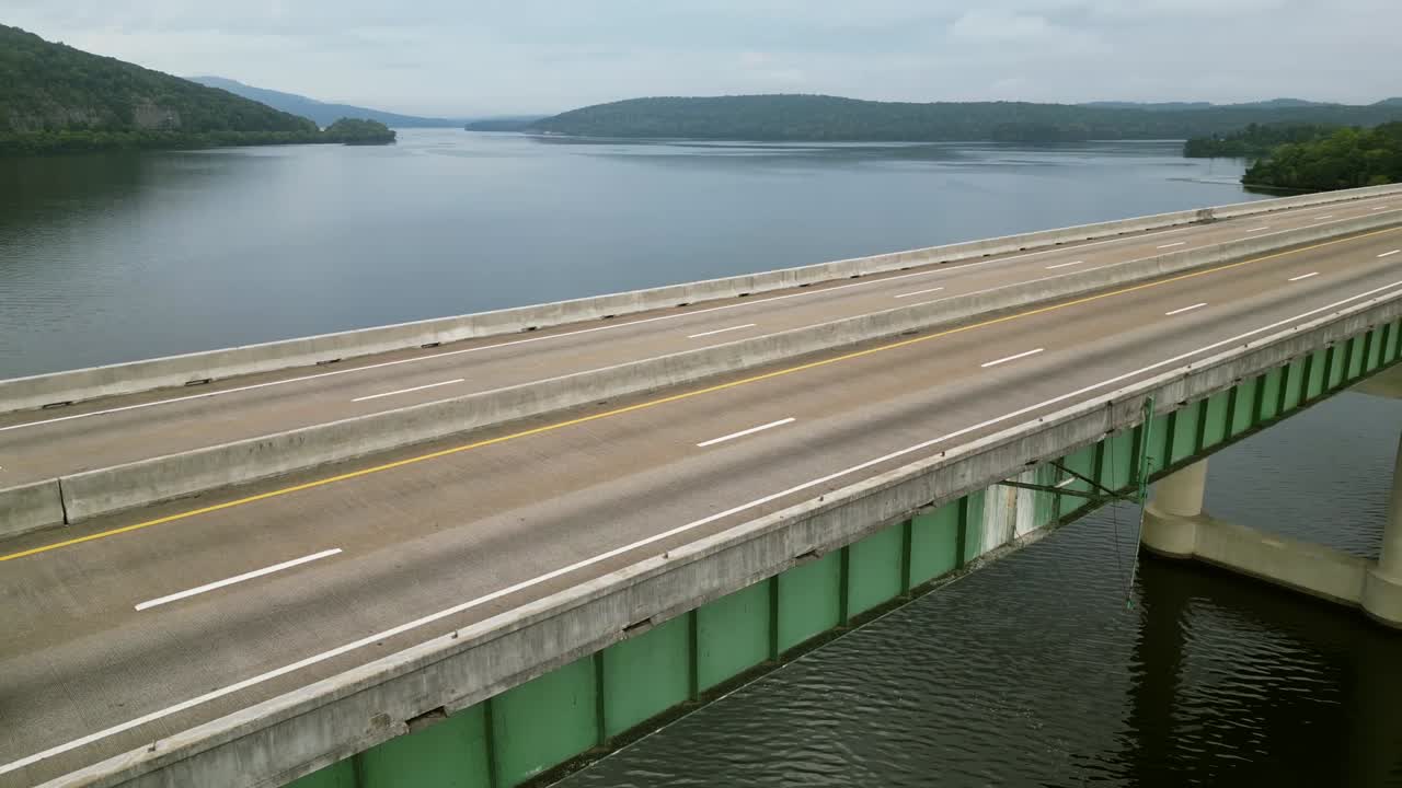 Semi-truck on a bridge