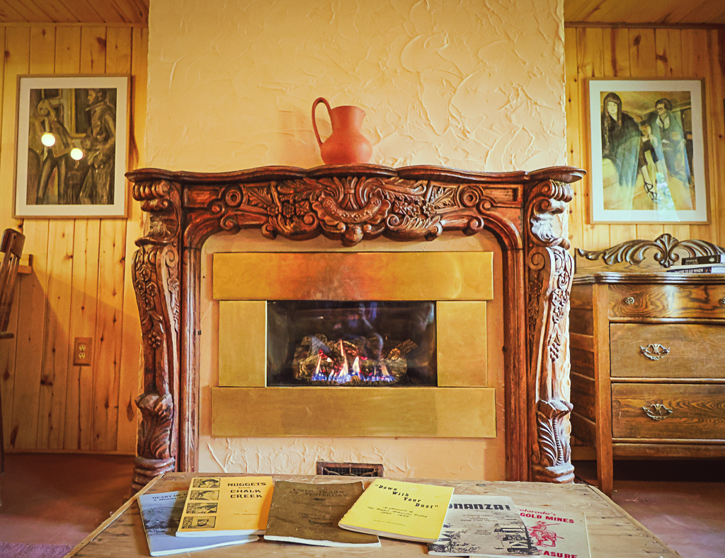 A view of the fireplace in Mi Casita