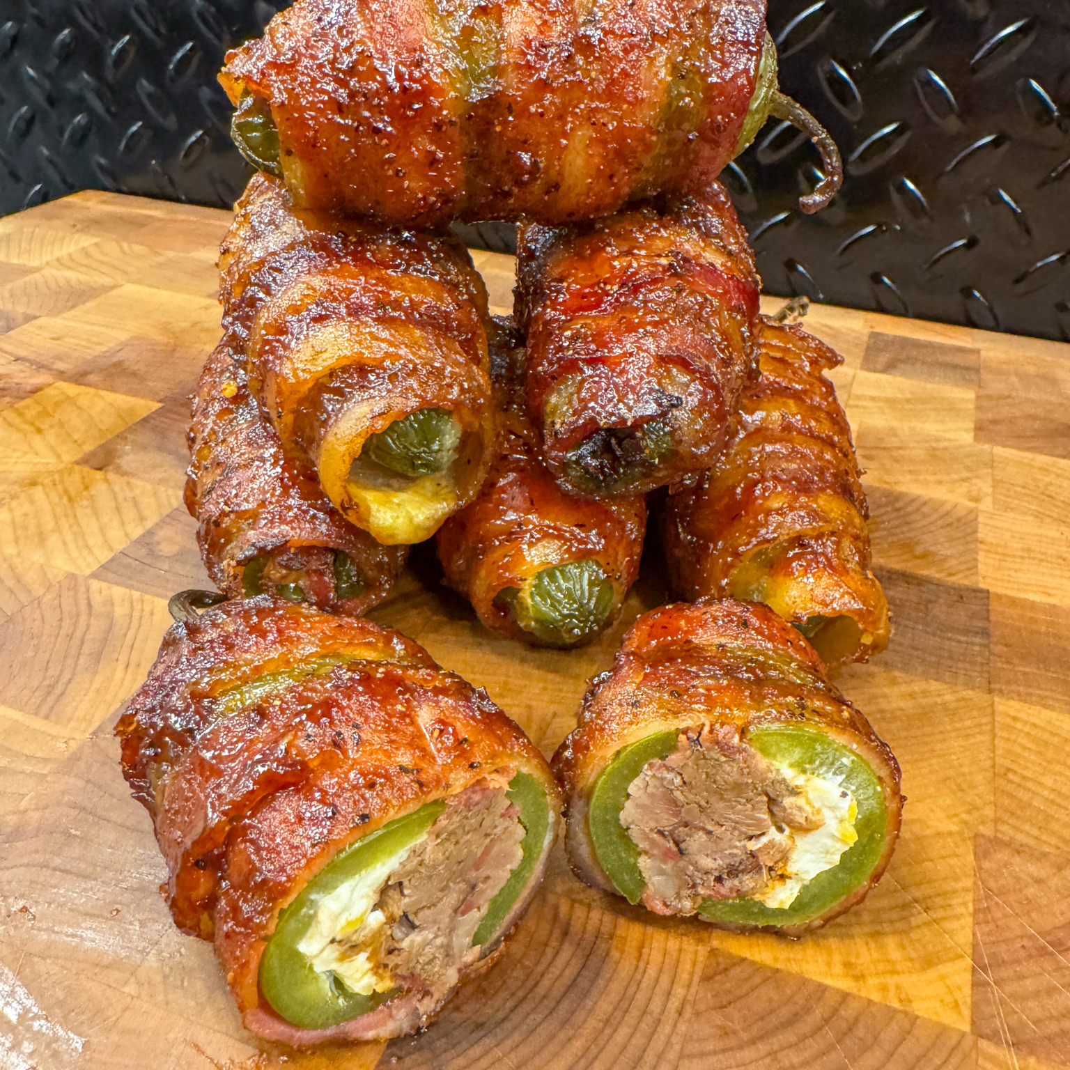 A pile of Texas Twinkies on a cutting board.