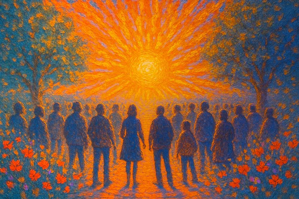 Illustration of people viewing the shared light