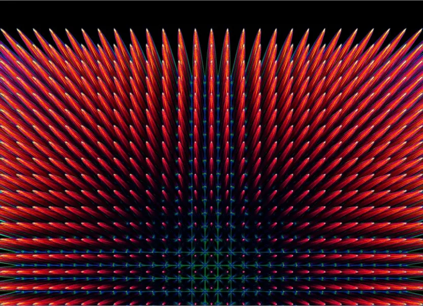a computer generated image of red and blue lines