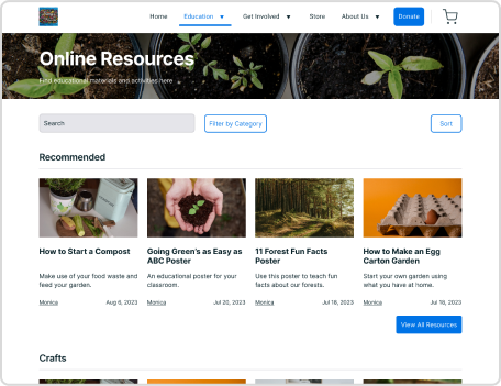 An updated version of the Bunny's Flowers education section applying usability audit recommendations.