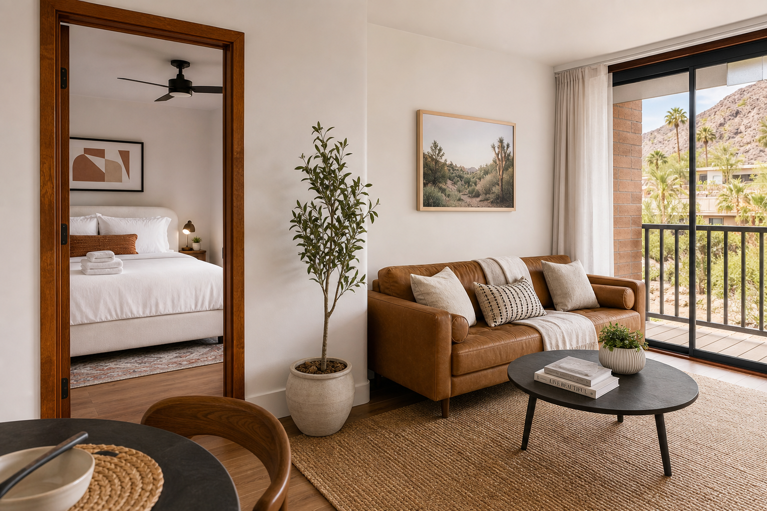 Clean and styled Airbnb vacation rental interior