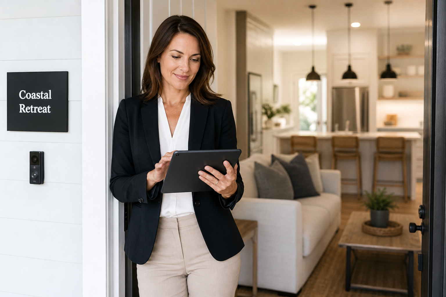 Professional property manager reviewing vacation rental