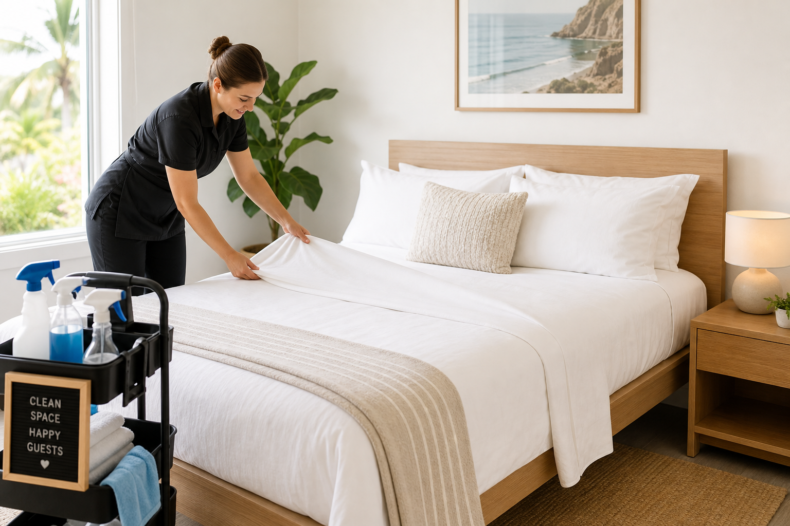 Professional Airbnb turnover cleaning with fresh linens