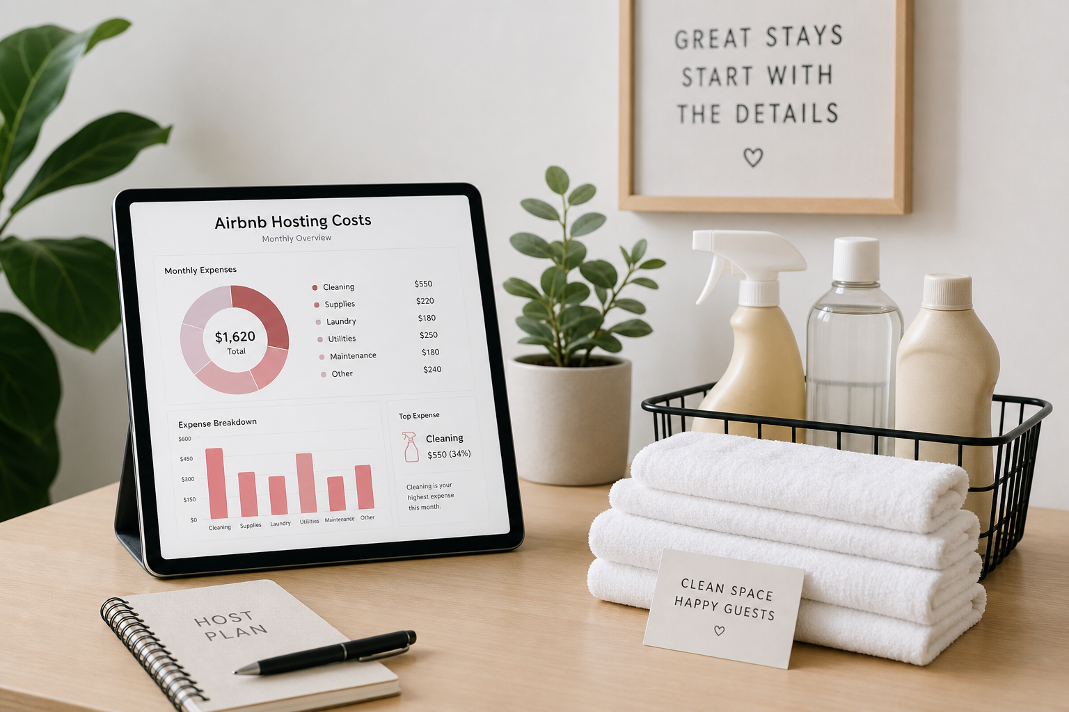 Airbnb host reviewing cleaning fees and pricing on laptop