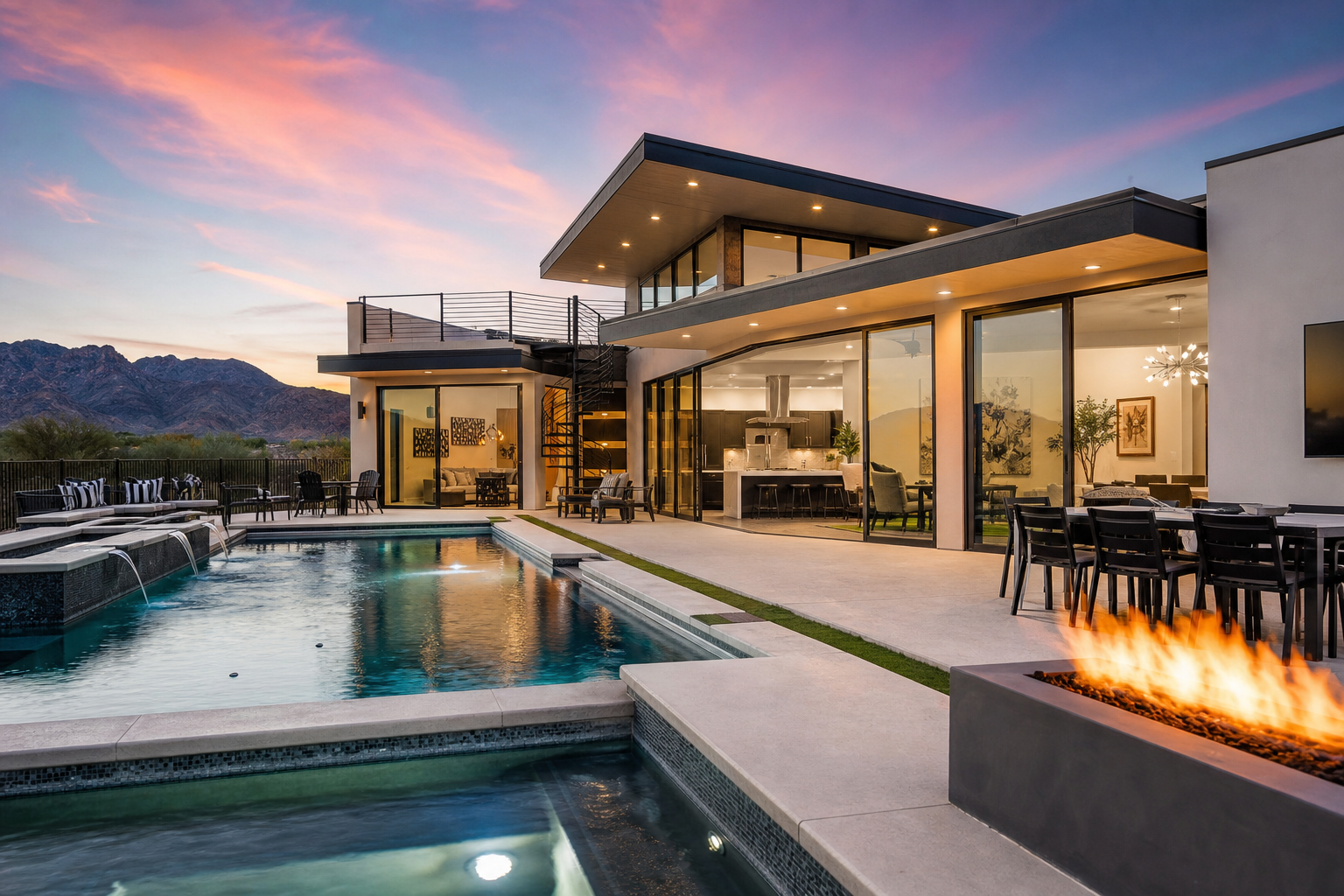 Modern luxury Airbnb home in Las Vegas with desert landscape