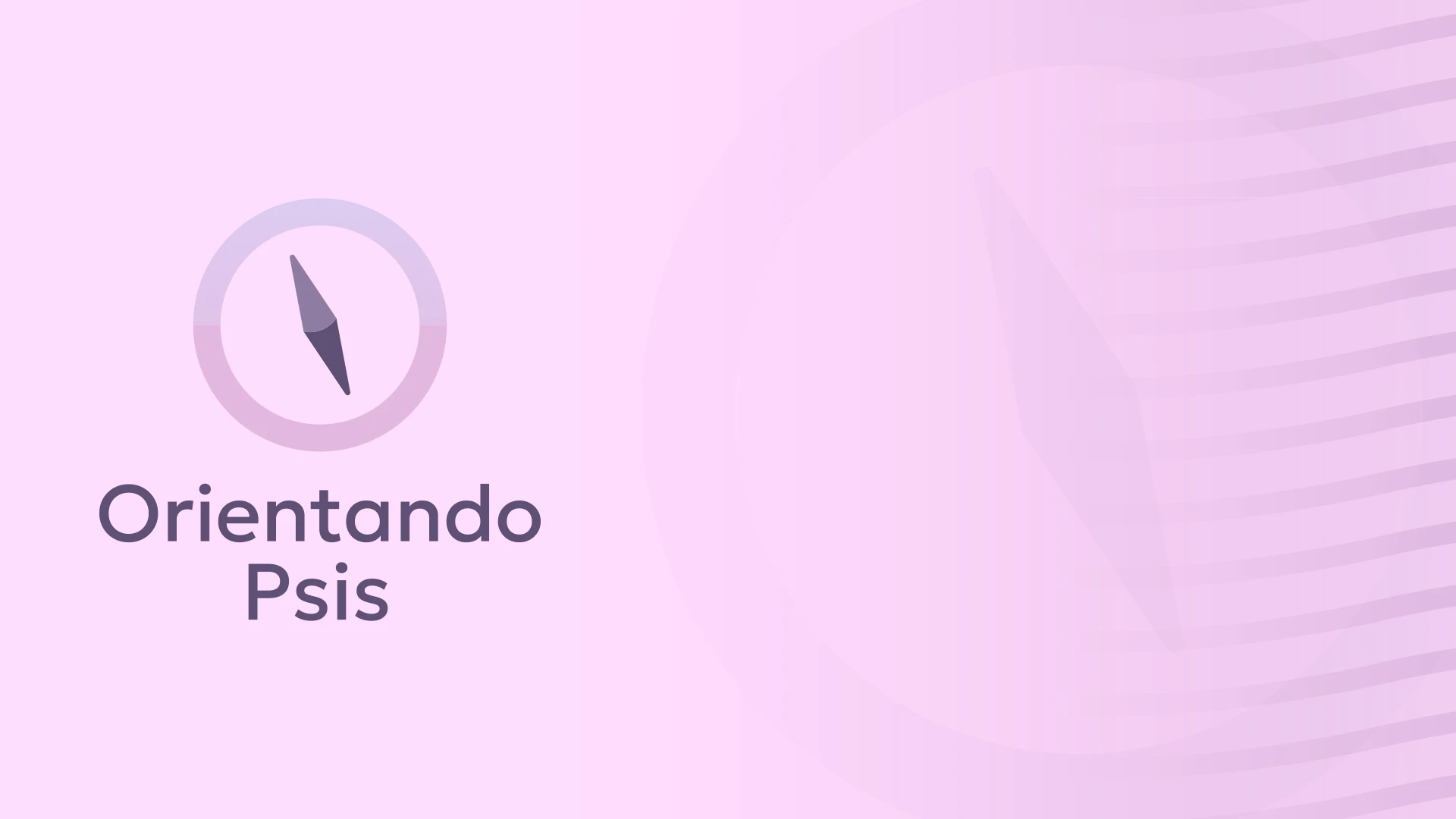 Composição da identidade Orientando Psis com símbolo de bússola, logotipo e grafismos em tons de lilás.