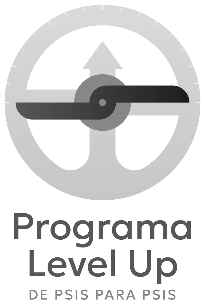 Marca Programa Level Up — de psis para psis, extensão visual derivada do sistema Orientando Psis.