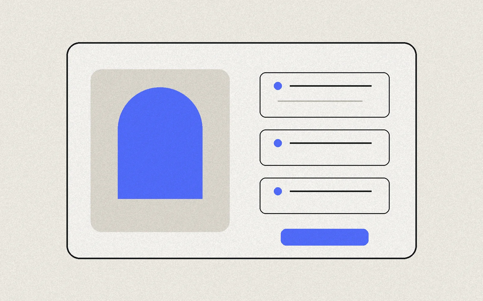 Composição editorial sóbria com interface organizada e elementos de confiança para um site profissional.