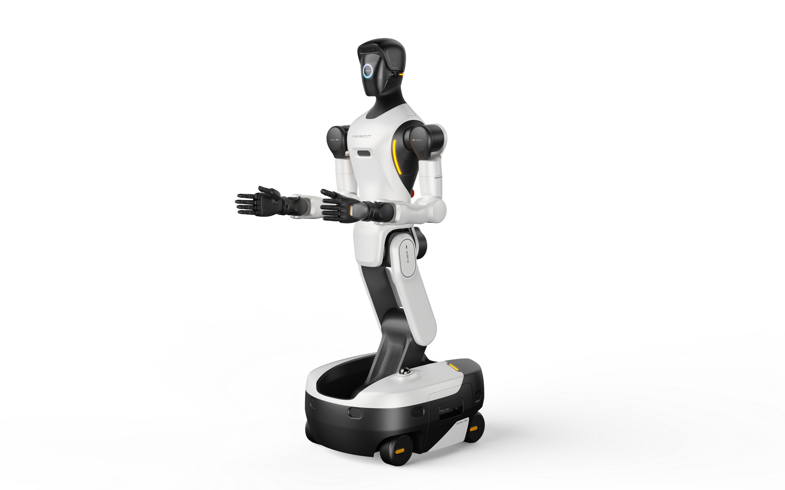 AGIBOT G2 facing left with both arms extended