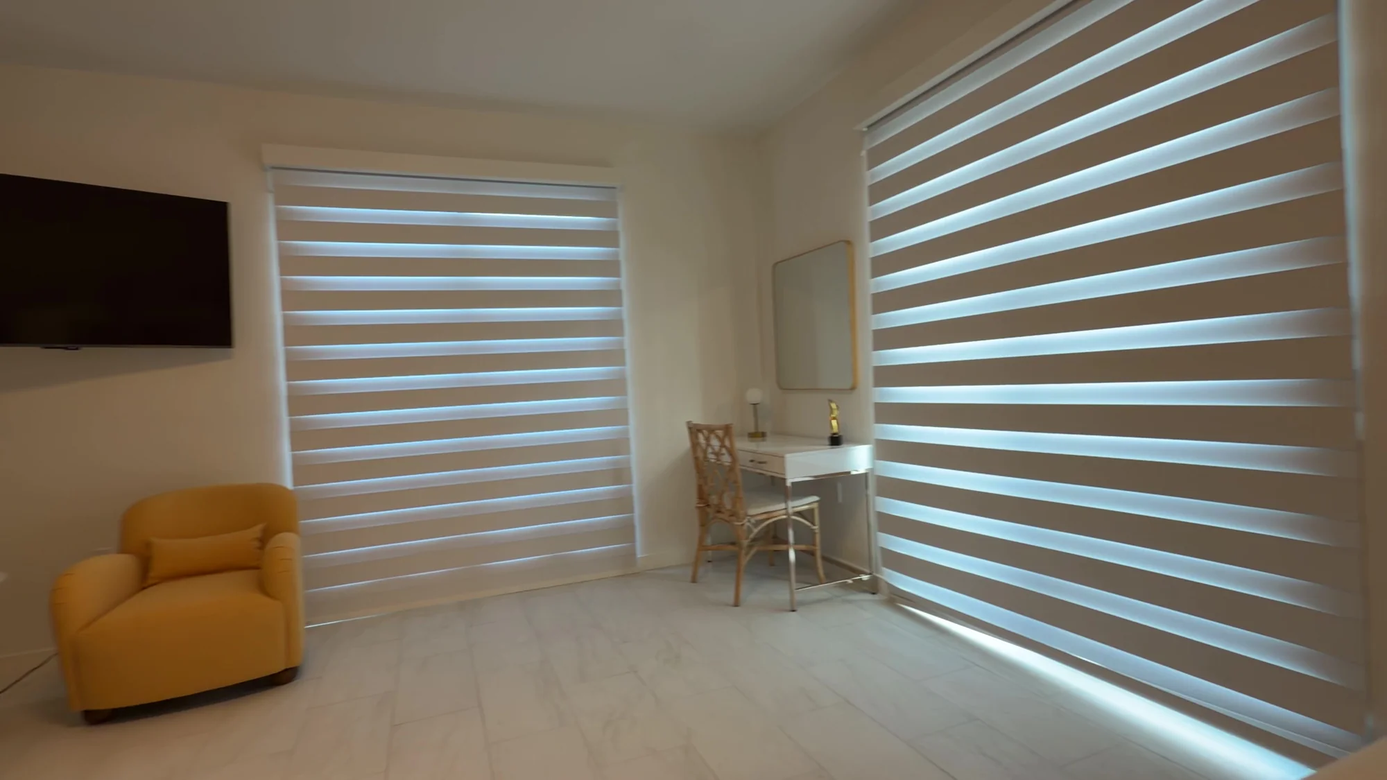 Two installed zebra shades shown together.