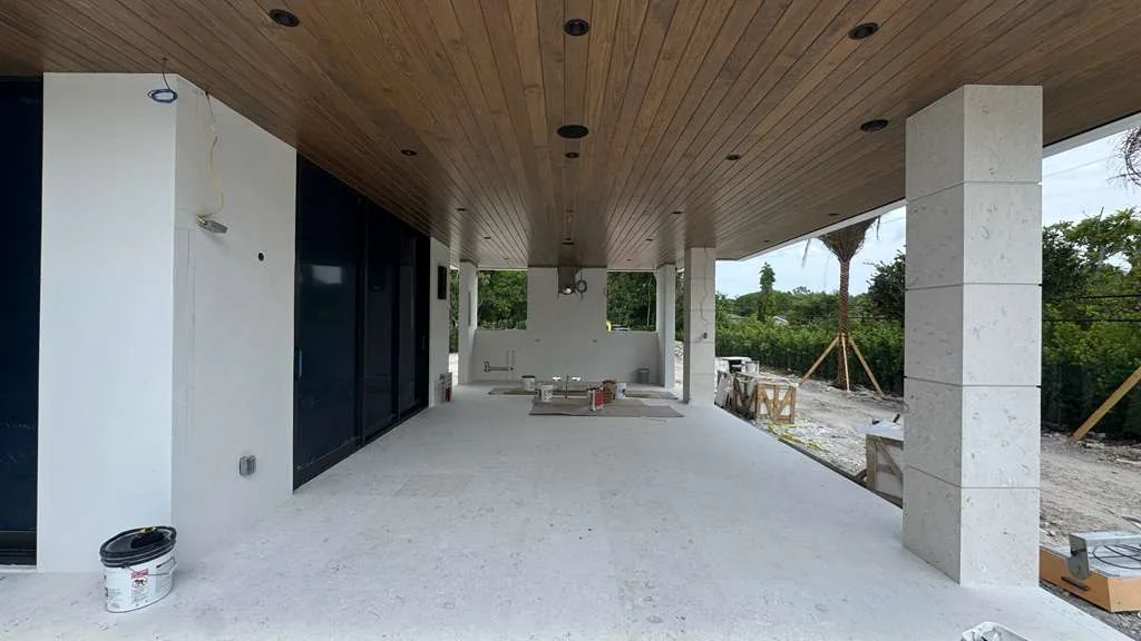 Patio structure before the screen installation.