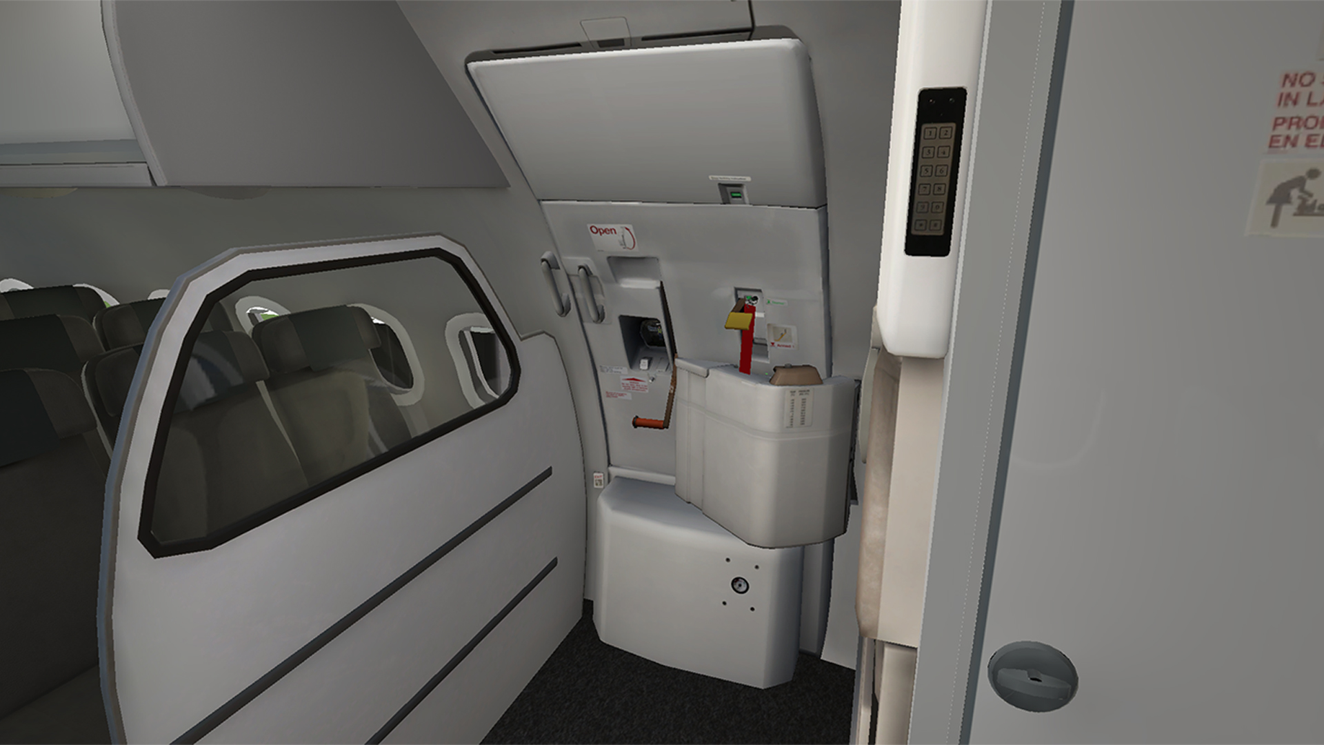 Interior of aircraft cabin door