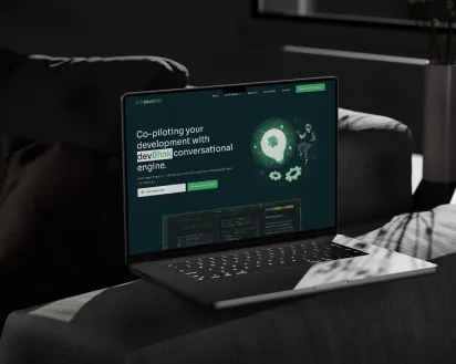 hero section mockup of devblink saas website ui/ux design and webflow development
