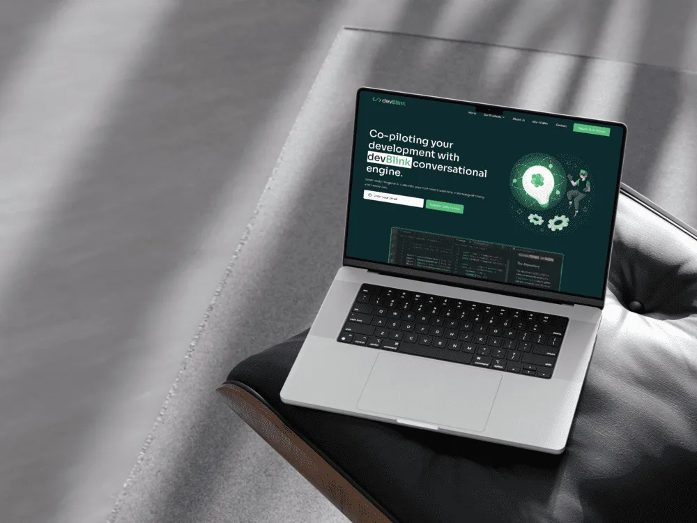 hero section mockup of devblink saas website design