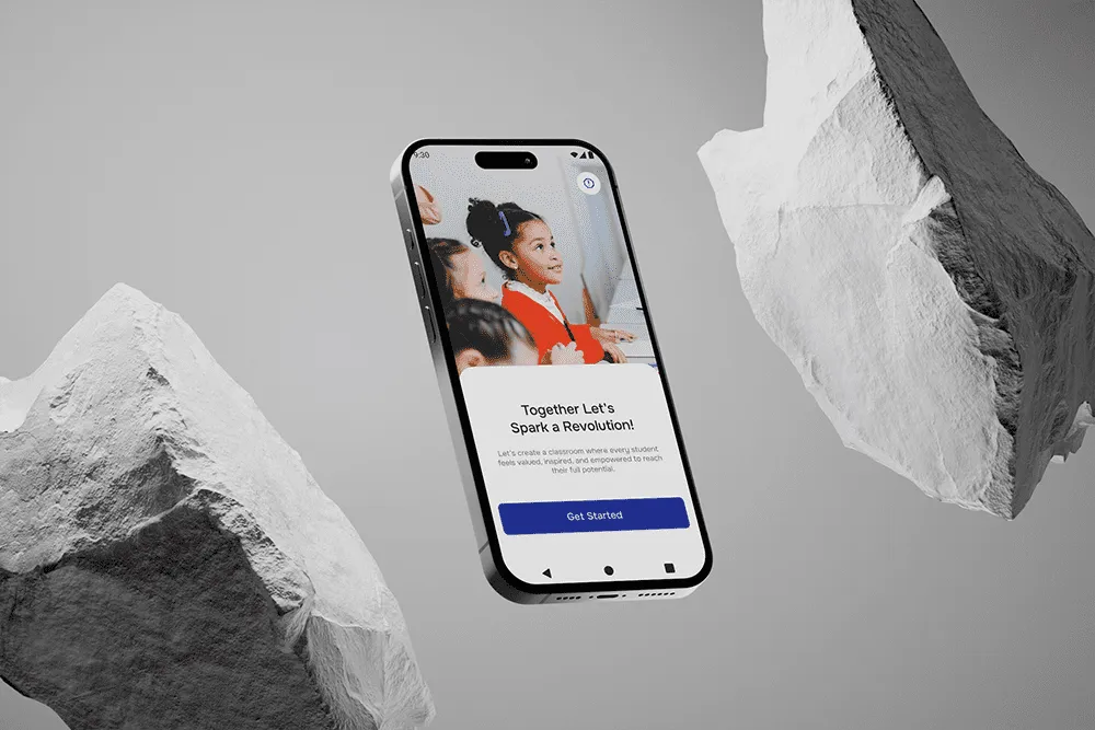 English Quest education mobile application UI/UX Design onboarding screen mockup