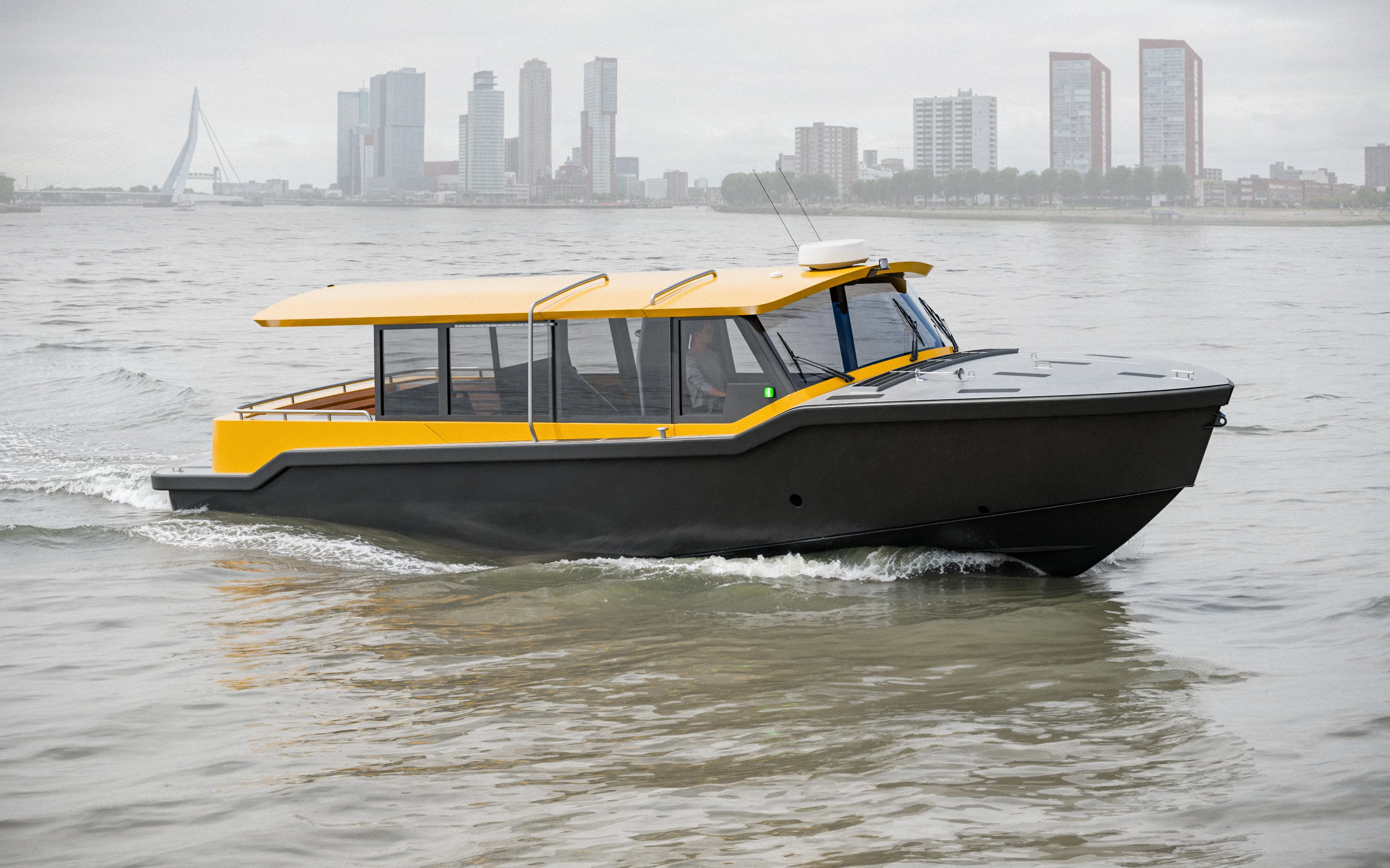 MSTX AirHull electric water taxi with the Pascal powertrain in Rotterdam