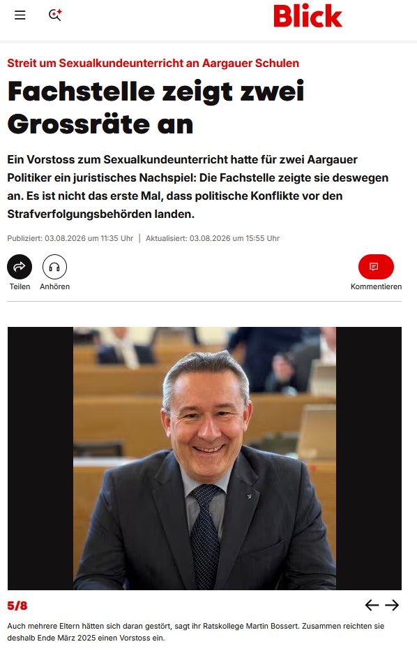 Streit um Sexualkundeunterricht an Aargauer Schulen: Fachstelle zeigt zwei Grossräte an