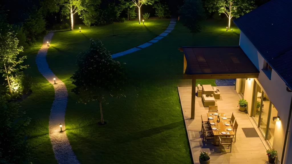 Modern outdoor design ideas featuring a well-lit patio in Downey