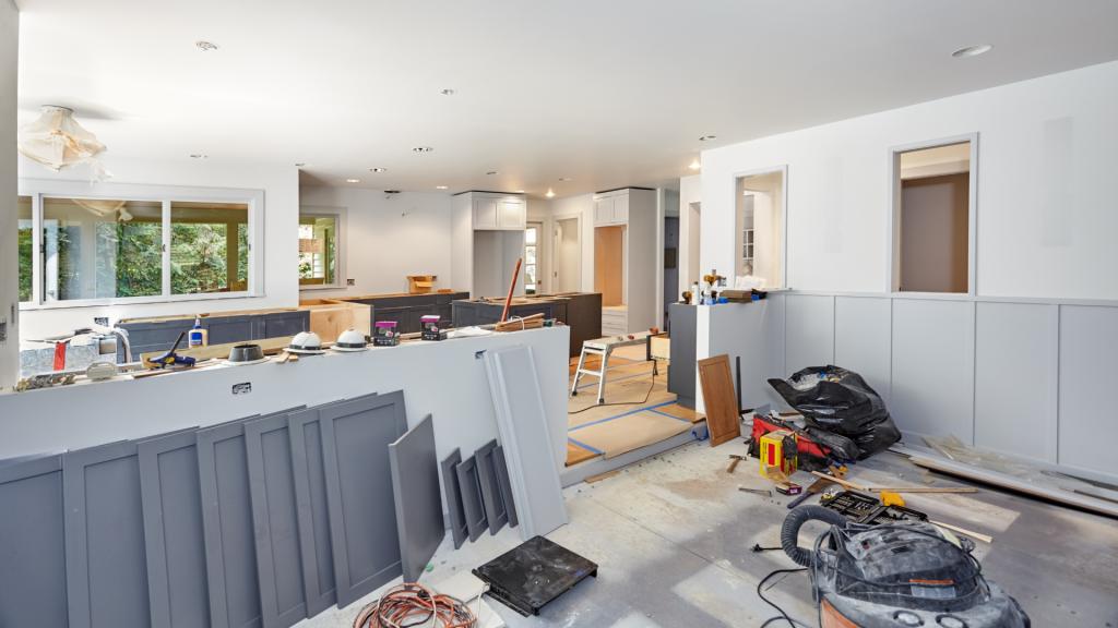 Home interior under renovation requiring a remodeling permit in Los Angeles