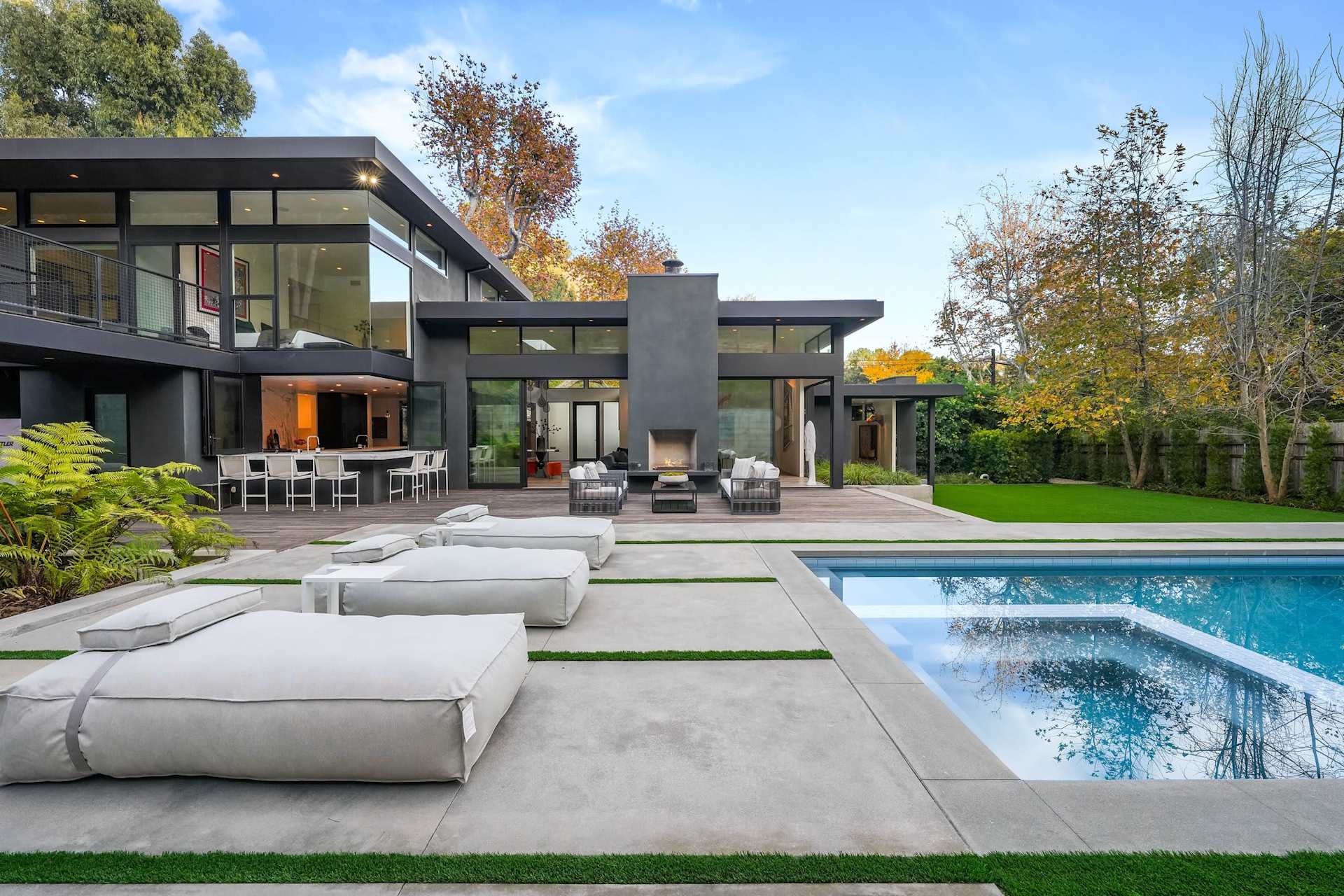 Completed custom home on a Los Angeles hillside site
