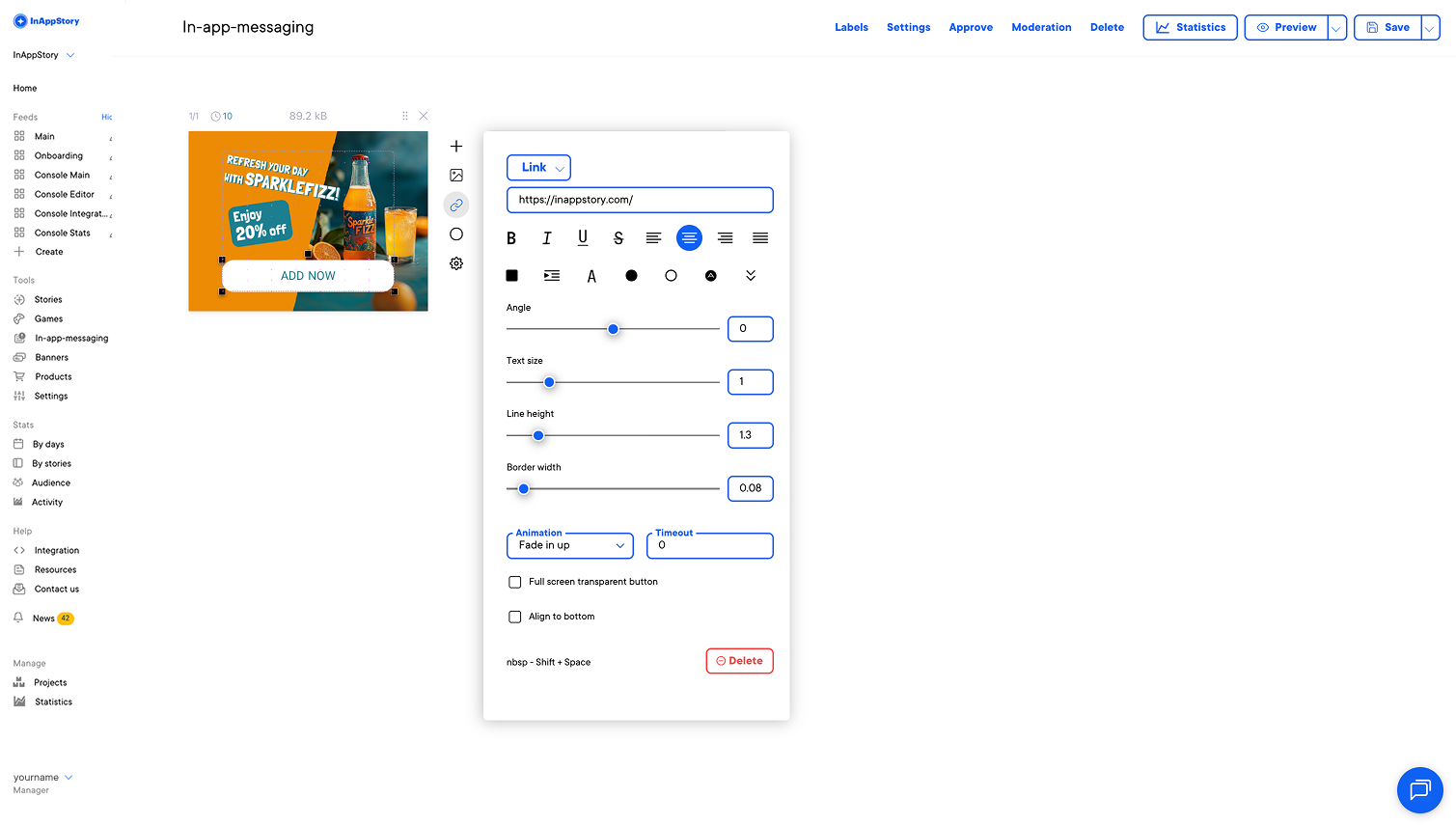 InAppStory console in app messagong.jpg