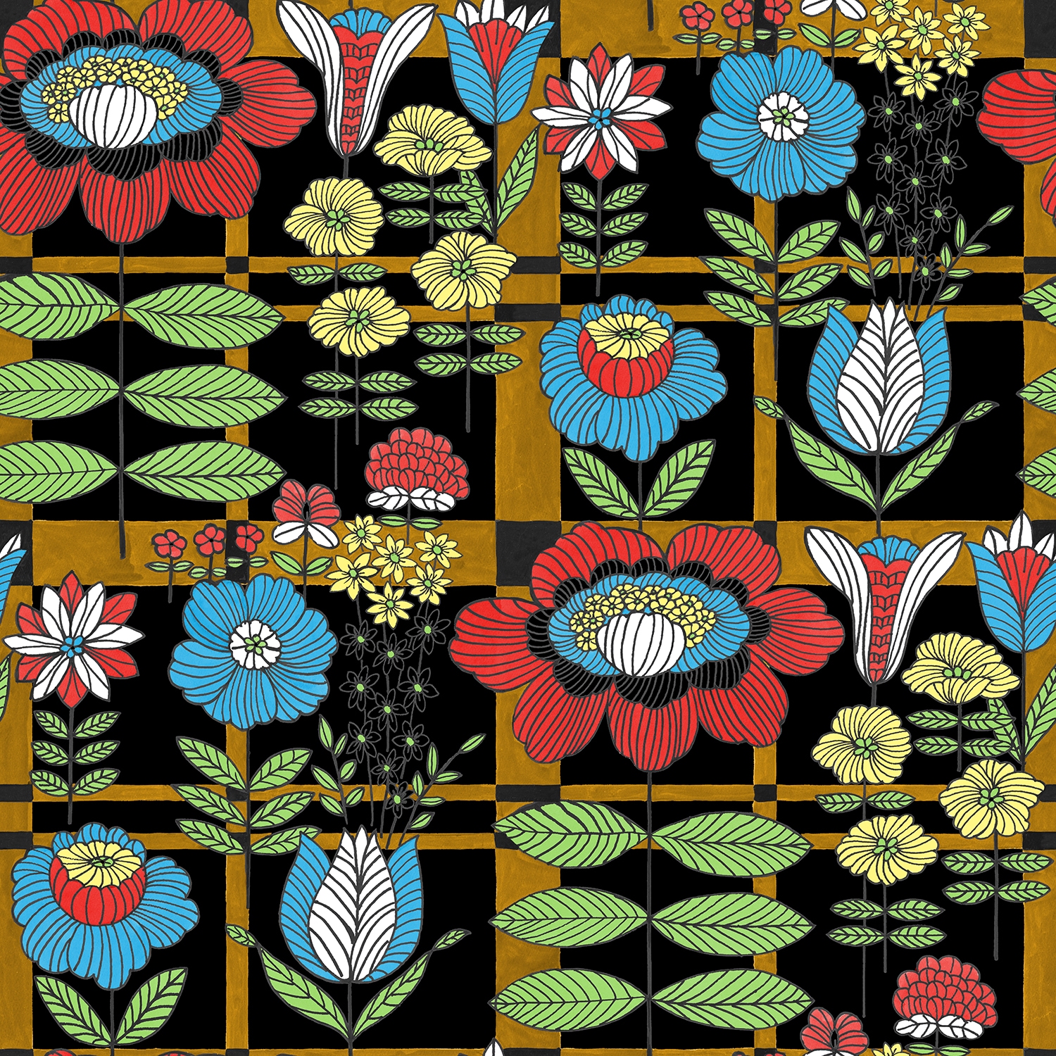 Plaid Blooms Technicolor