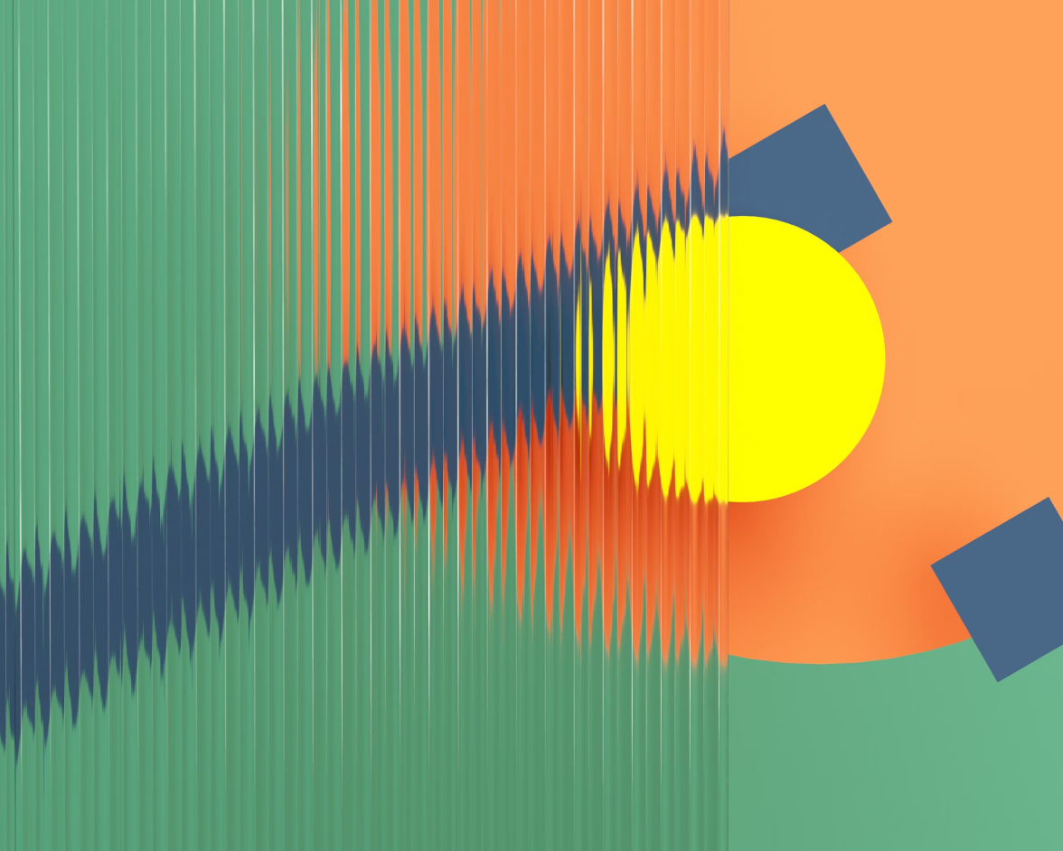 an abstract image of an orange and blue circle