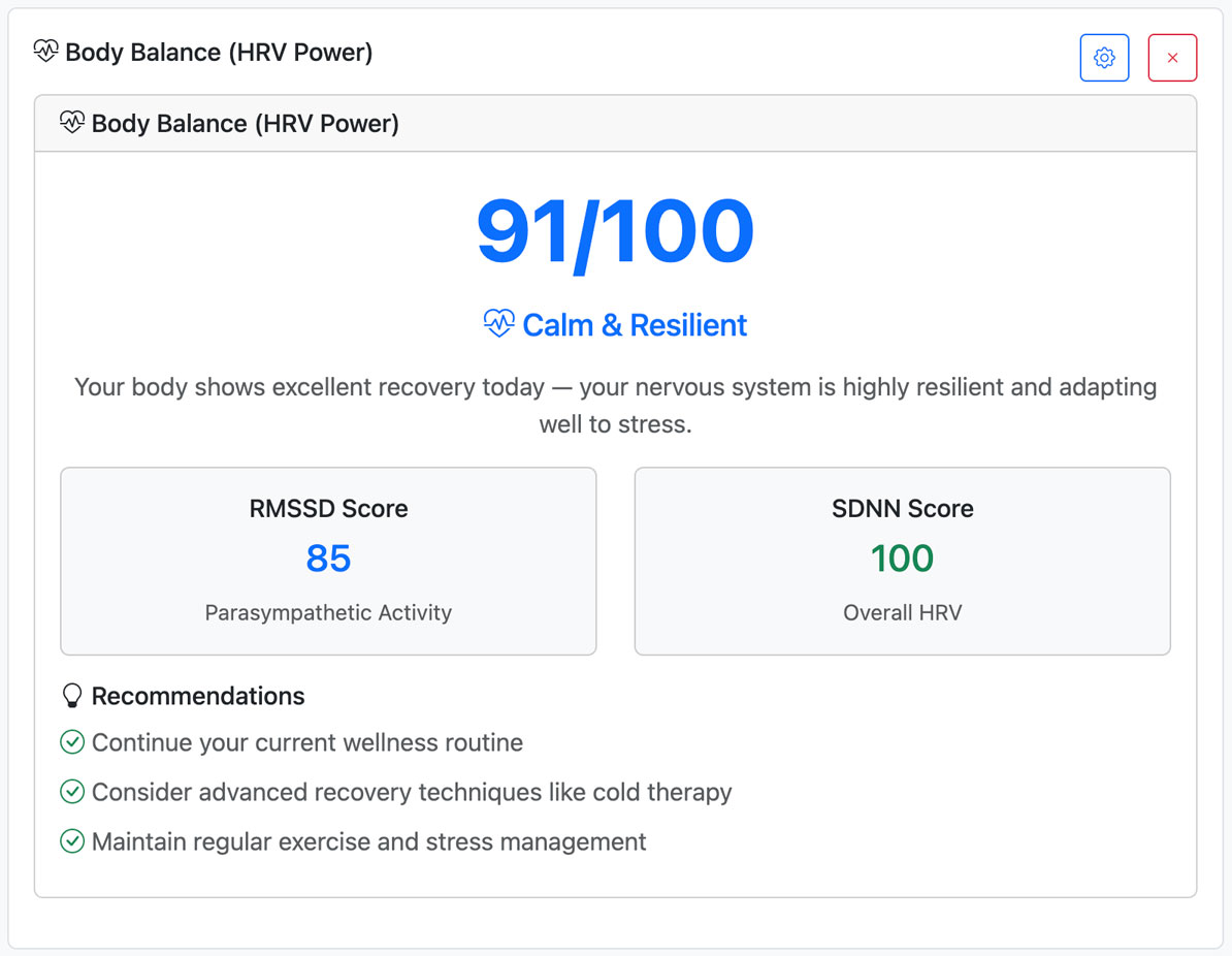 Body Balance HRV Power widget