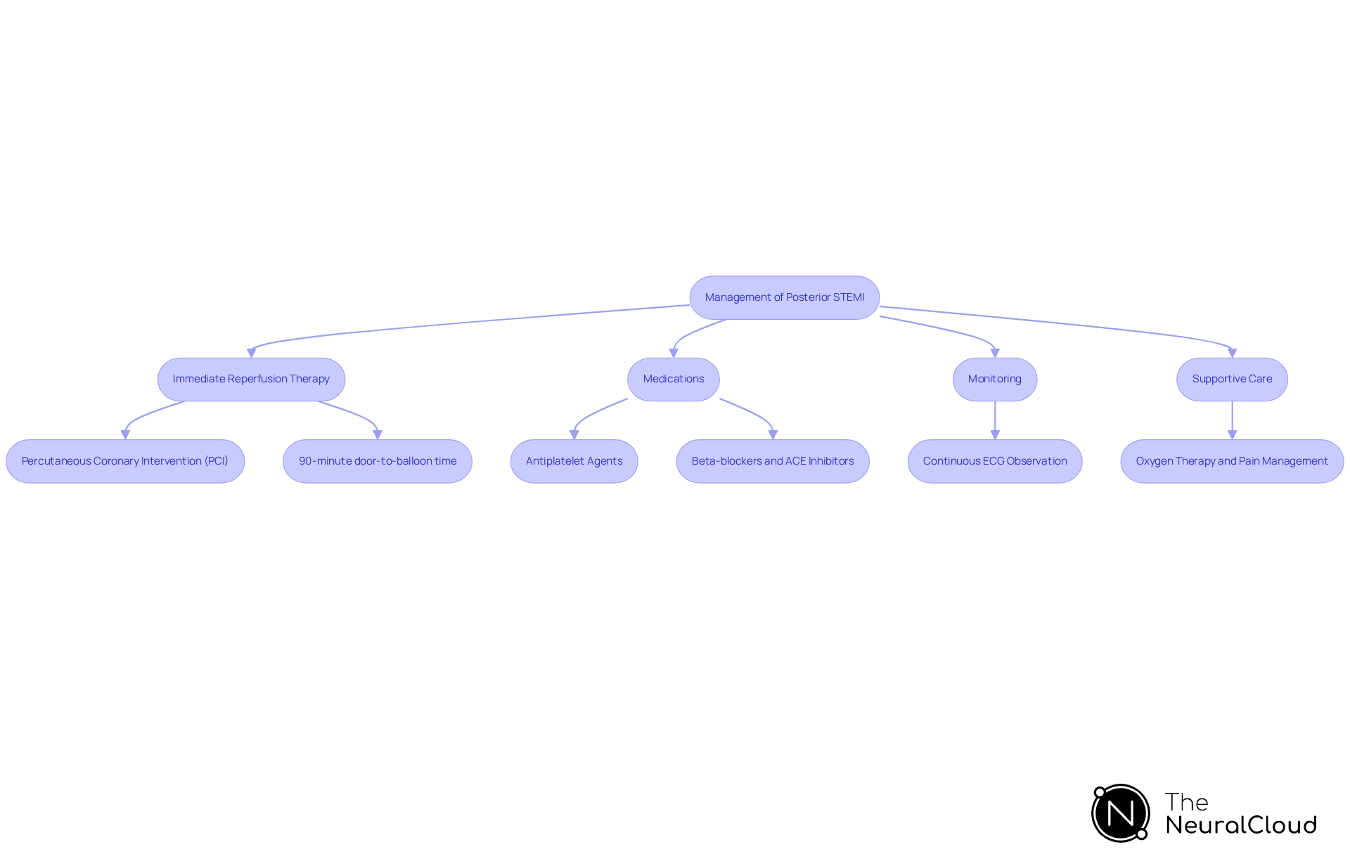 This flowchart illustrates the essential steps in managing posterior STEMI. Each box represents a critical component of the treatment protocol, and arrows indicate the order in which these interventions should be applied.