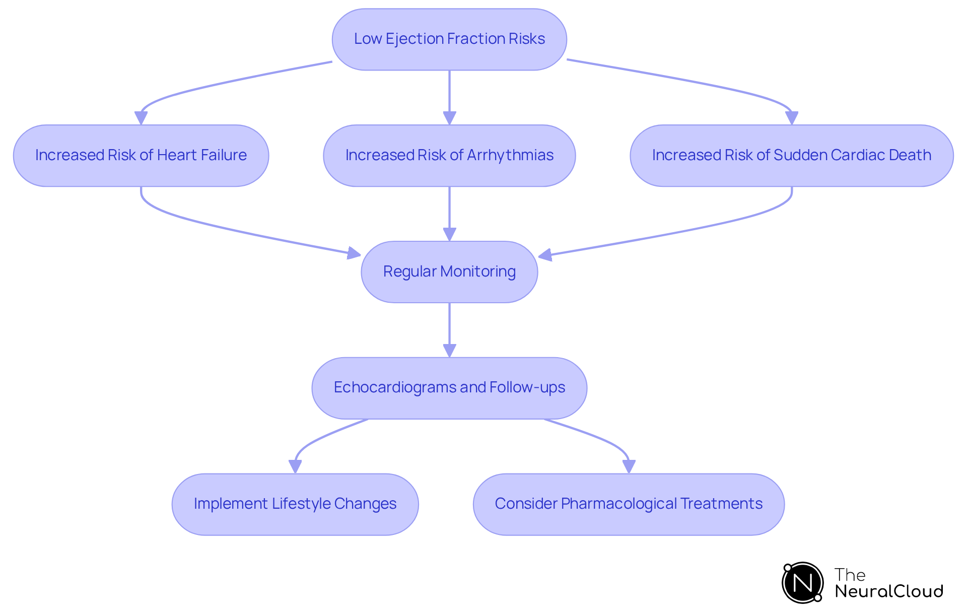 This flowchart outlines the steps healthcare providers should take when managing patients with low ejection fraction. Start with the risks, follow through monitoring, and see the recommended actions for improving patient outcomes. This flowchart outlines the steps healthcare providers should take when managing patients with low ejection fraction. Start with the risks, follow through monitoring, and see the recommended actions for improving patient outcomes.