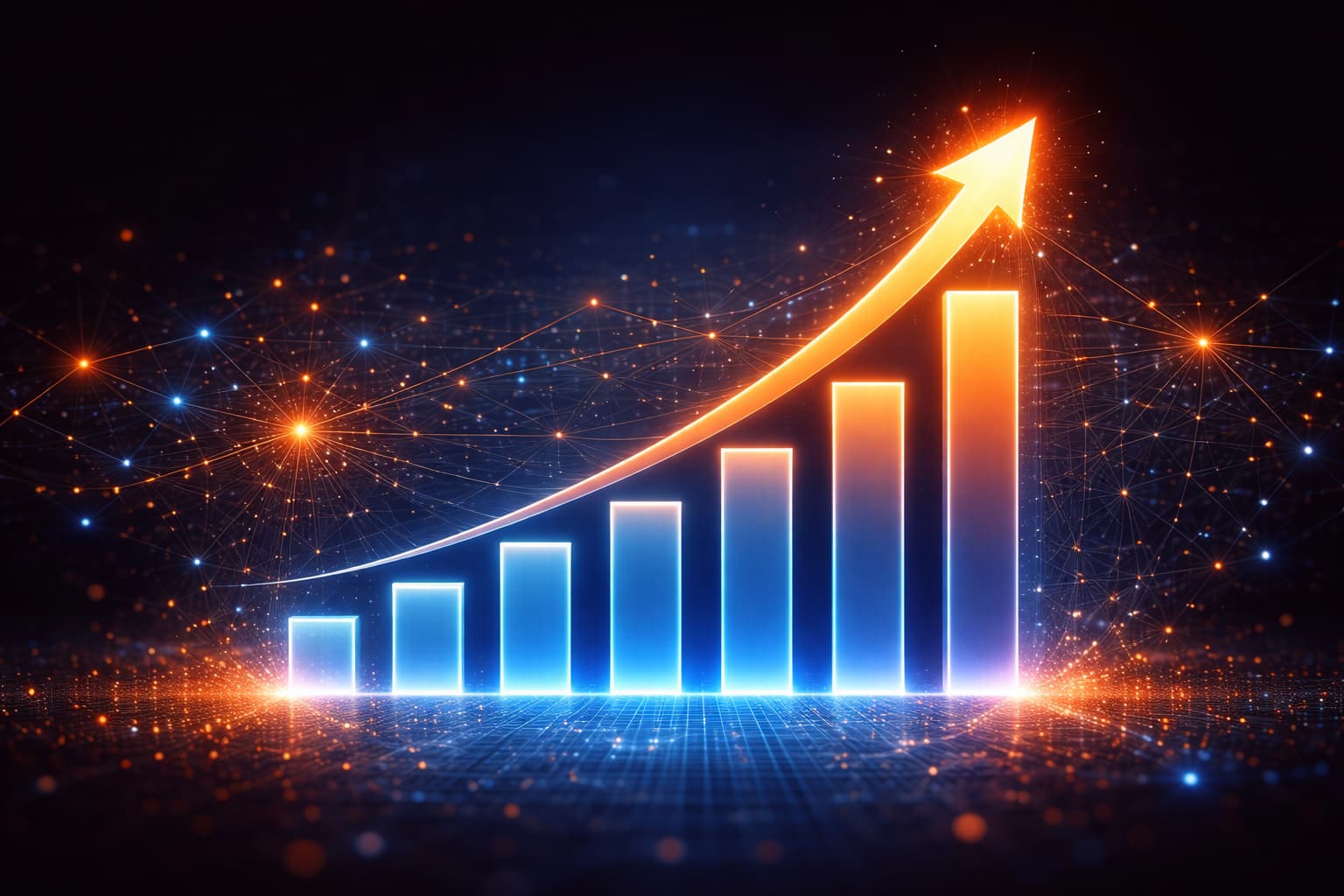 A graph indicating a rise in sales