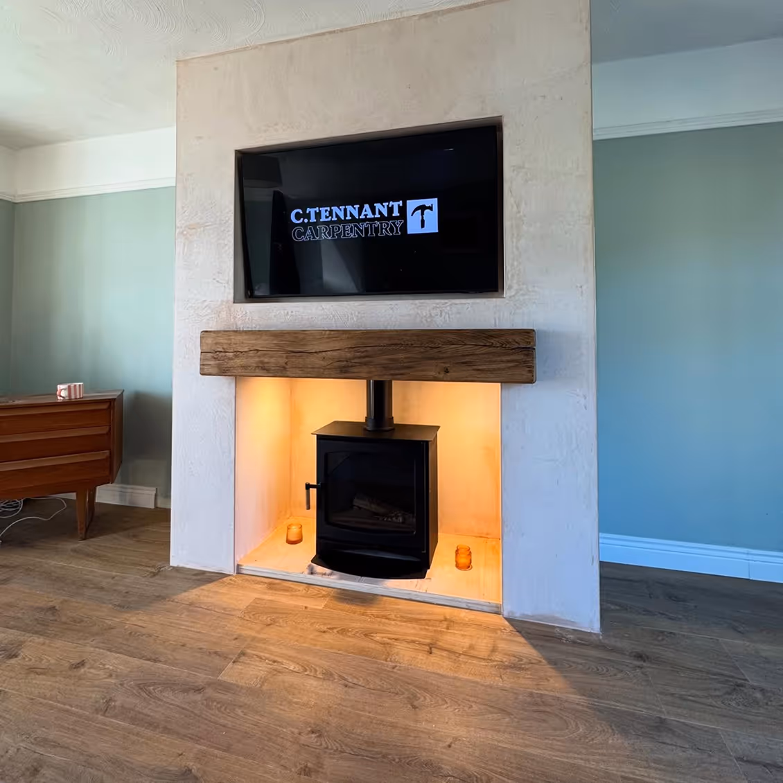 Chimney breast with fire place