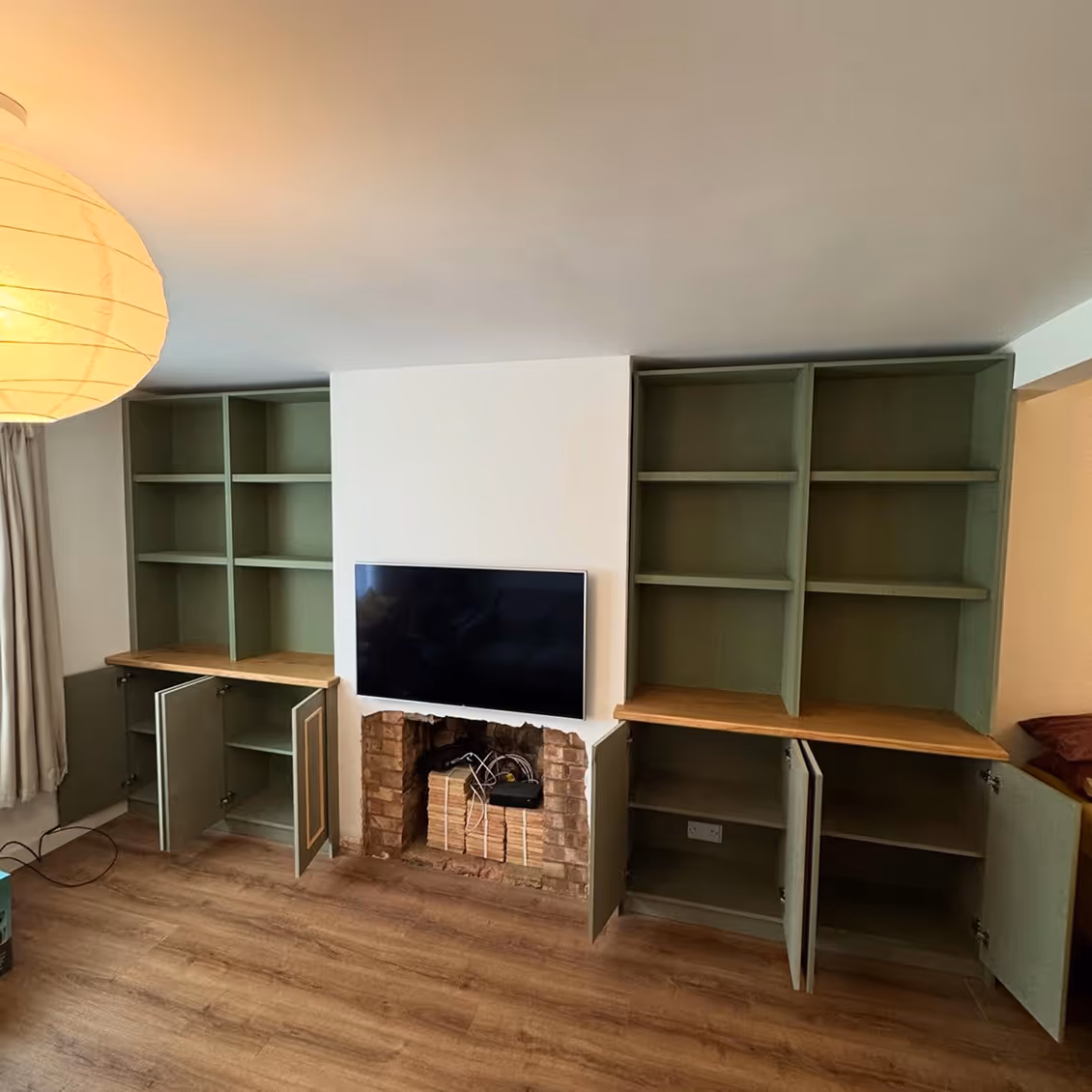 Alcove units with doors open