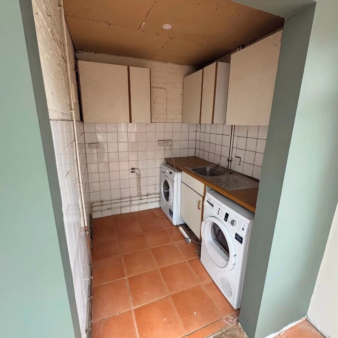 Old orange floor tiles