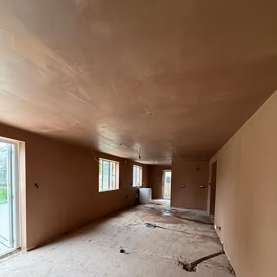 Walls being plastered