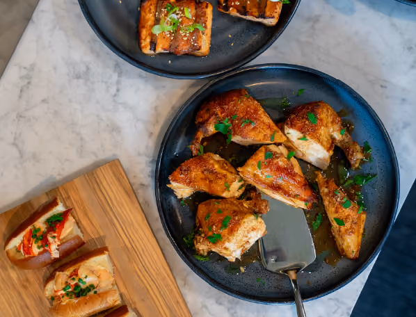 Roasted chicken on a plate