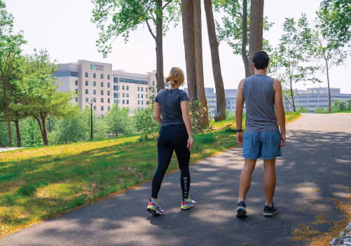A couple walking together on The Trail