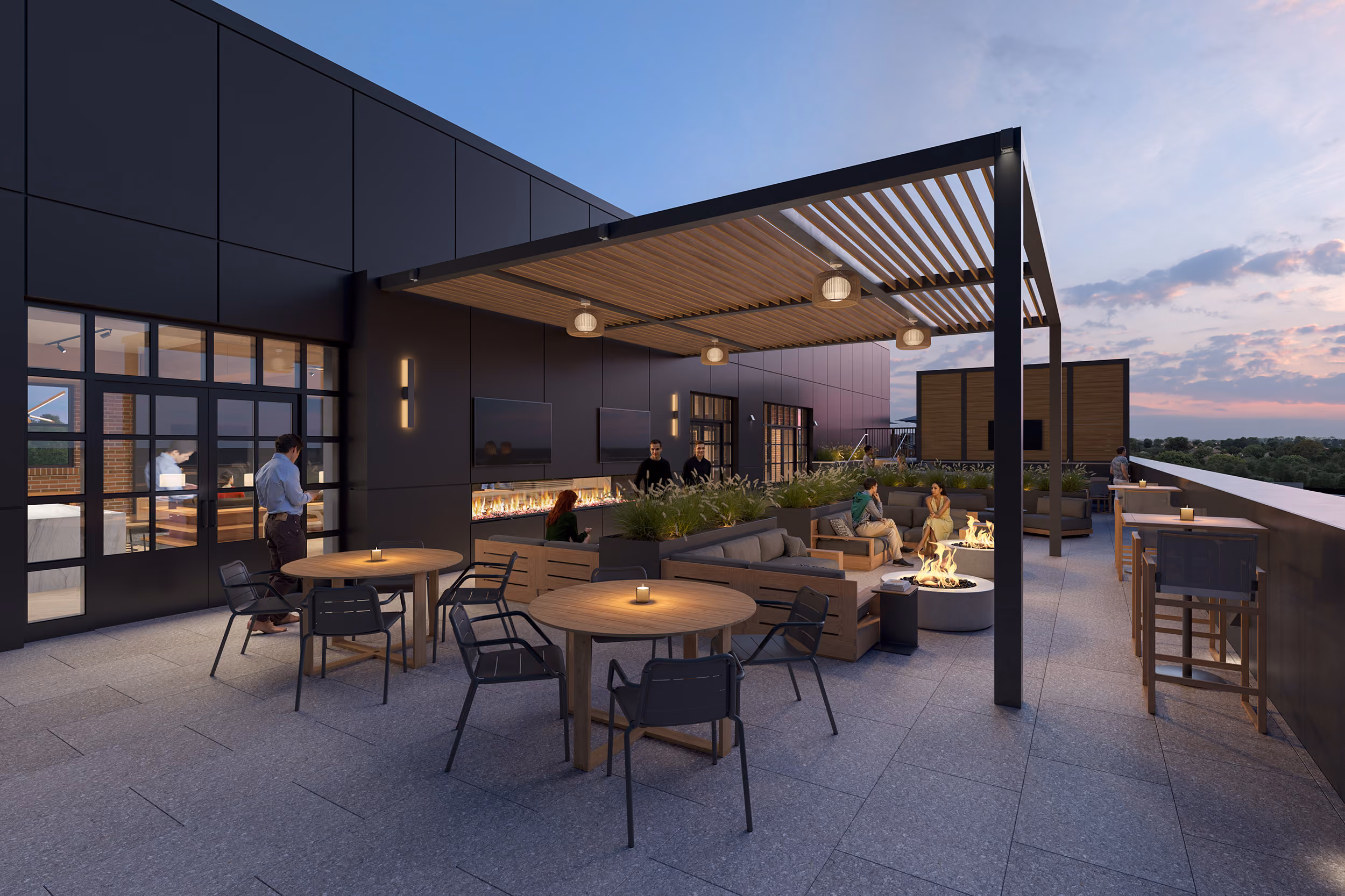 Residents enjoying the roof top space at RT Residences