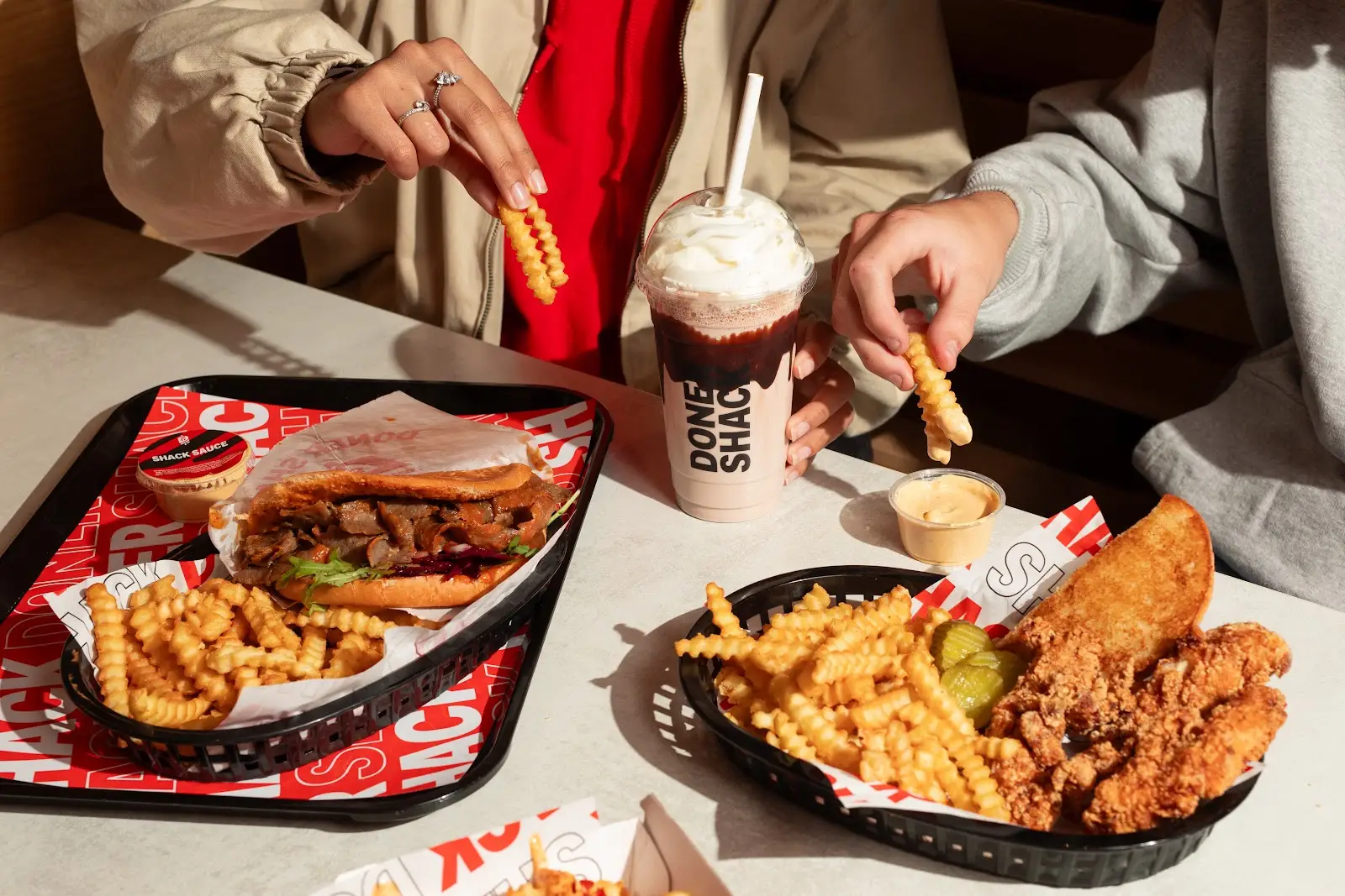 Interior view of table seating at Grain & Cane