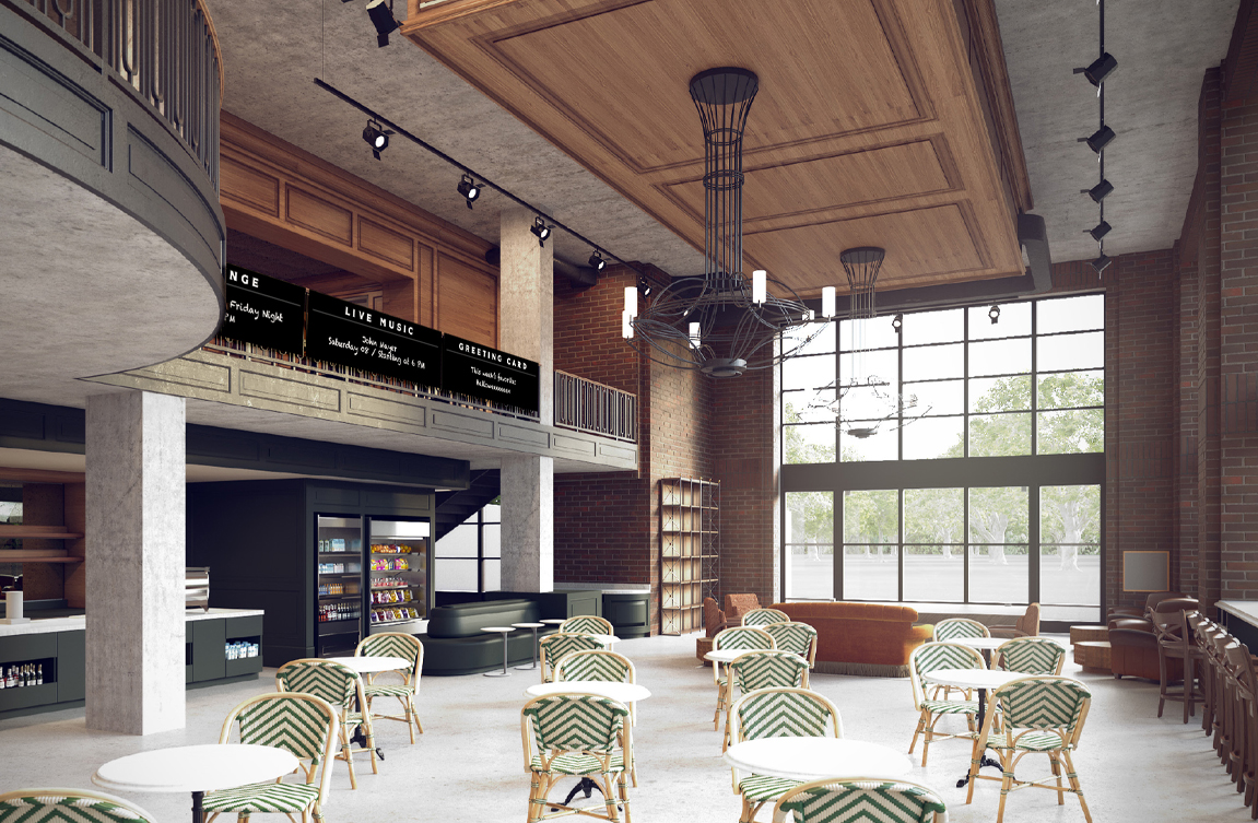 One Cafe Exchange mocha java packet next to an espresso and business card