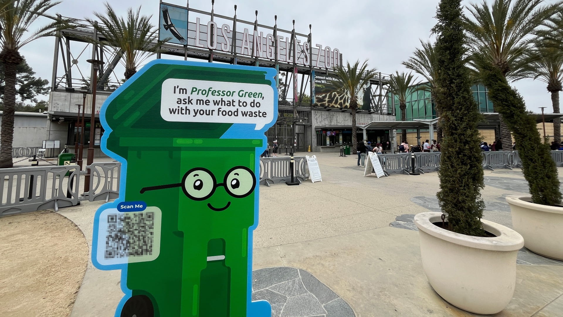 Interactive sign of Professor Green outside of Los Angeles Zoo